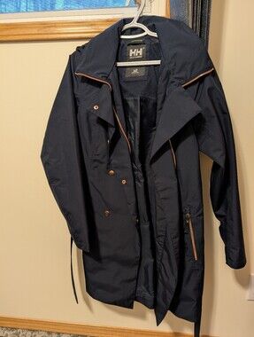 Helly Hansen Navy Trench Coat with Copper Accents